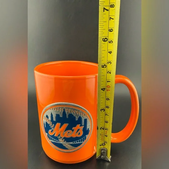 MLB NY Mets 12oz ceramic mug. Orange and Blue w/ a metal etched logo. - Picture 7 of 7